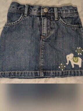 🐘 Gymboree Batik Summer Girls Cotton Denim Skirt w Appliqueed Elephant Size 3